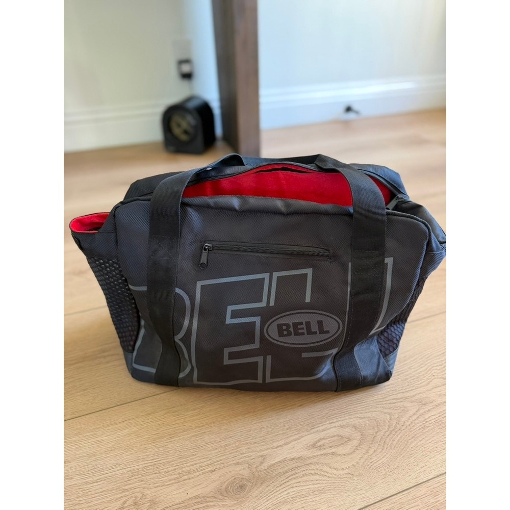 Bell Racing Helmet Bag Black Red Fleece Lined Padded Storage Case Mesh Vents